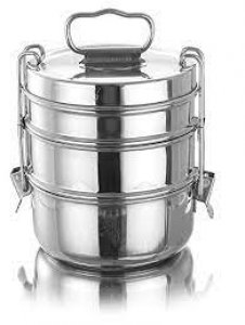 Steel Food Grade Lunch Box | Traditional Clip Tiffin Box for School/Office,